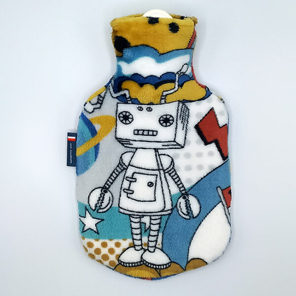 Bouillotte à eau 0.8l, housse polaire "Robot" Made in France
