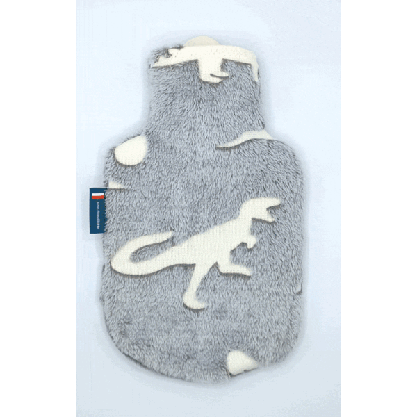 Bouillotte à eau 0.8l, housse polaire "Dino" Phosphorescent - Made in France – Image 3